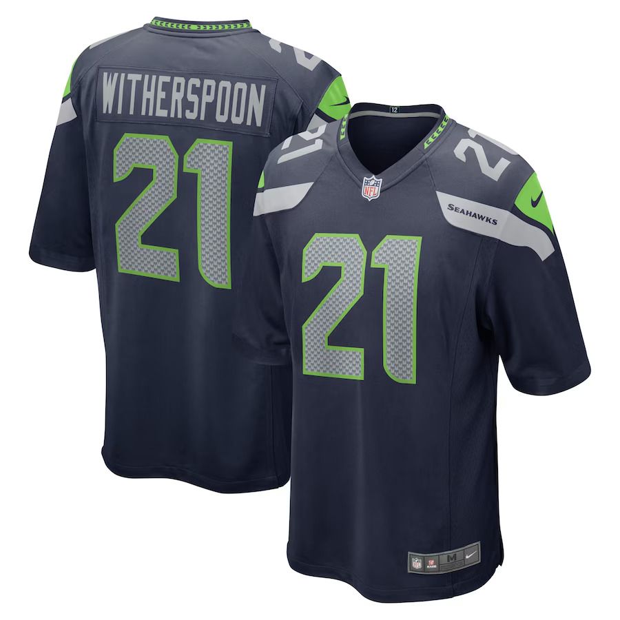 Men Seattle Seahawks #21 Devon Witherspoon Nike College Navy 2023 NFL Draft First Round Pick Game Jersey